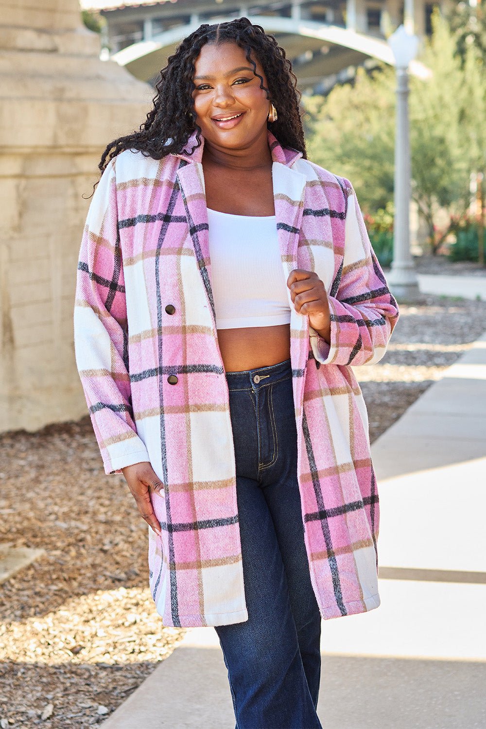 double-take-full-size-plaid-button-up-lapel-collar-coat-547610