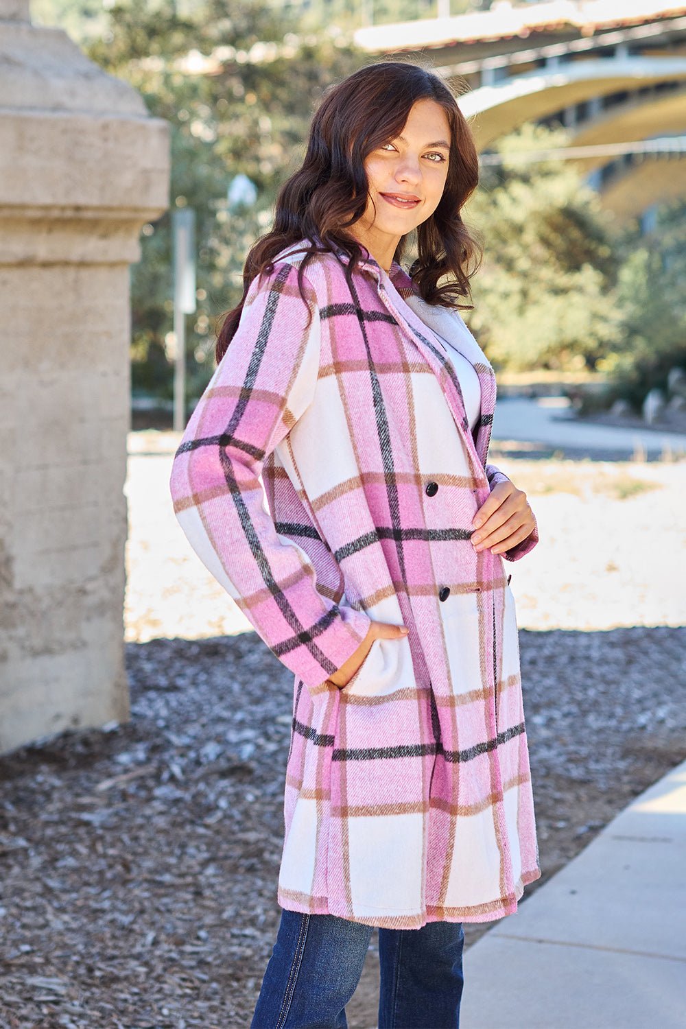 double-take-full-size-plaid-button-up-lapel-collar-coat-787401