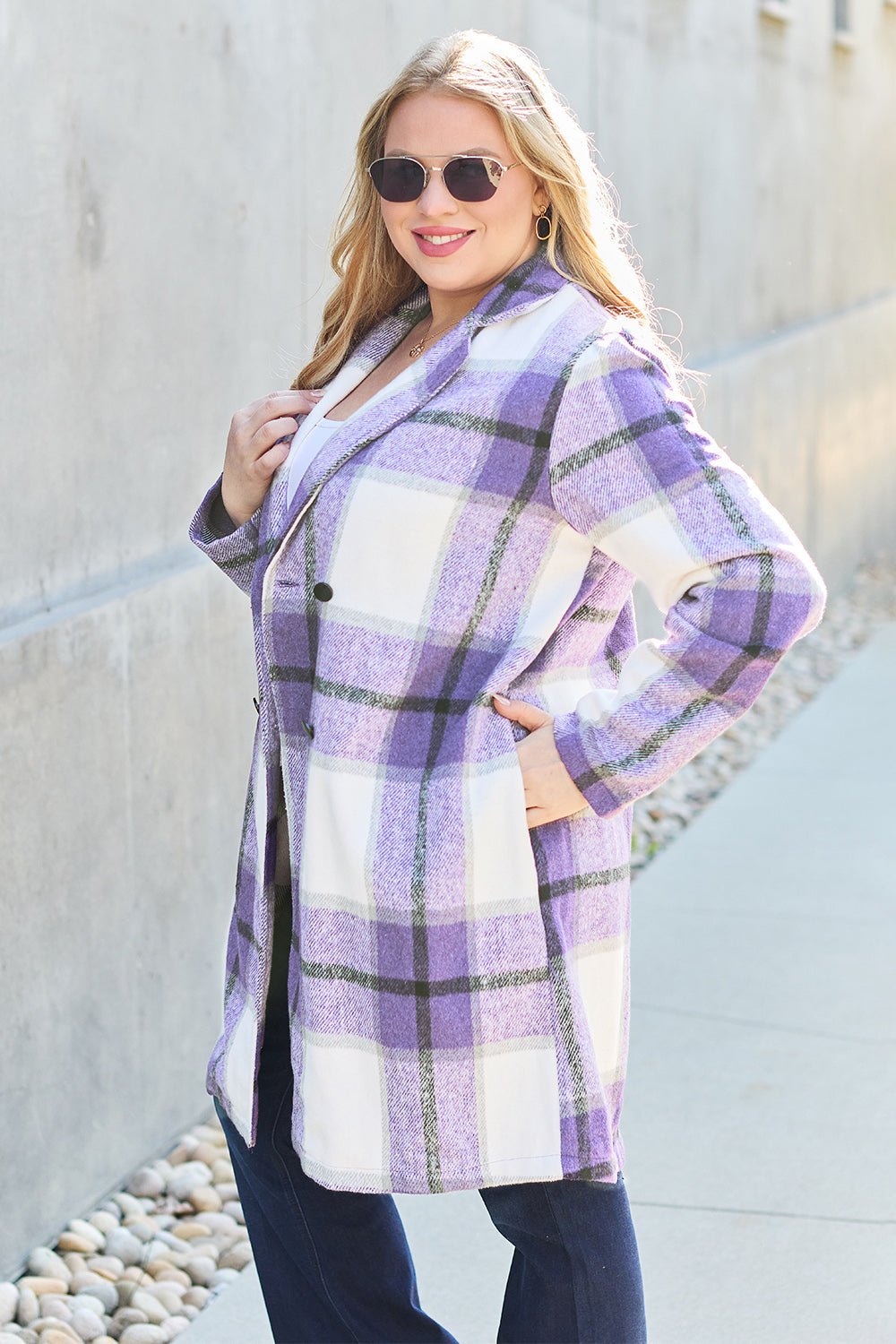 double-take-full-size-plaid-button-up-lapel-collar-coat-885752