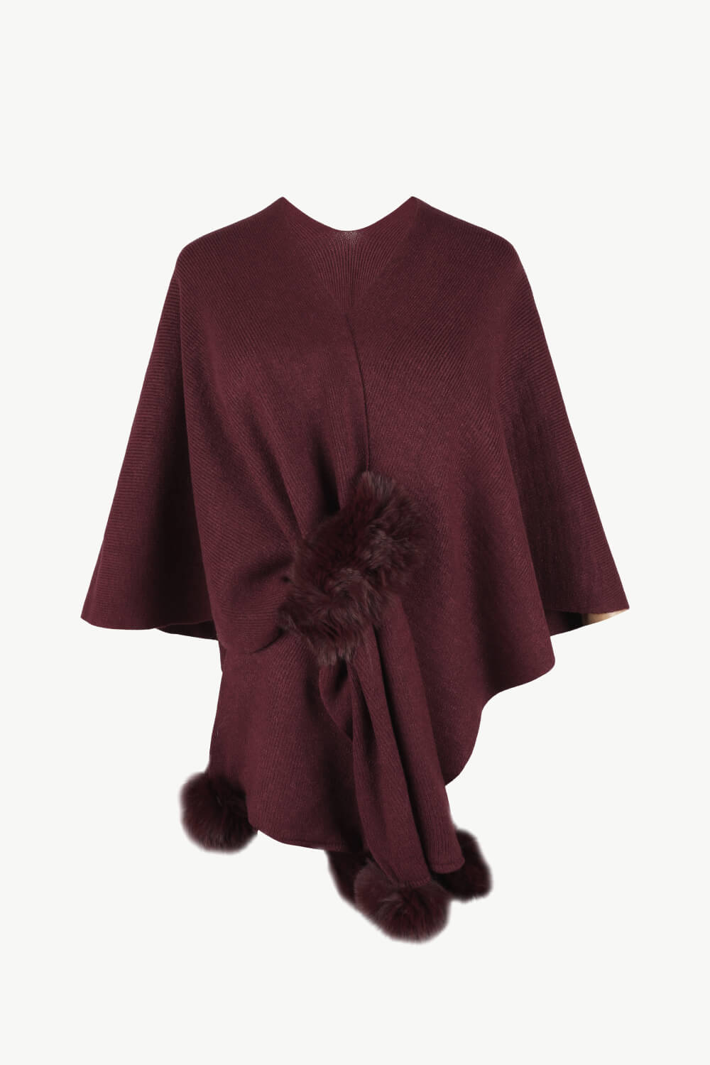 surplice-neck-pom-pom-trim-poncho-361877