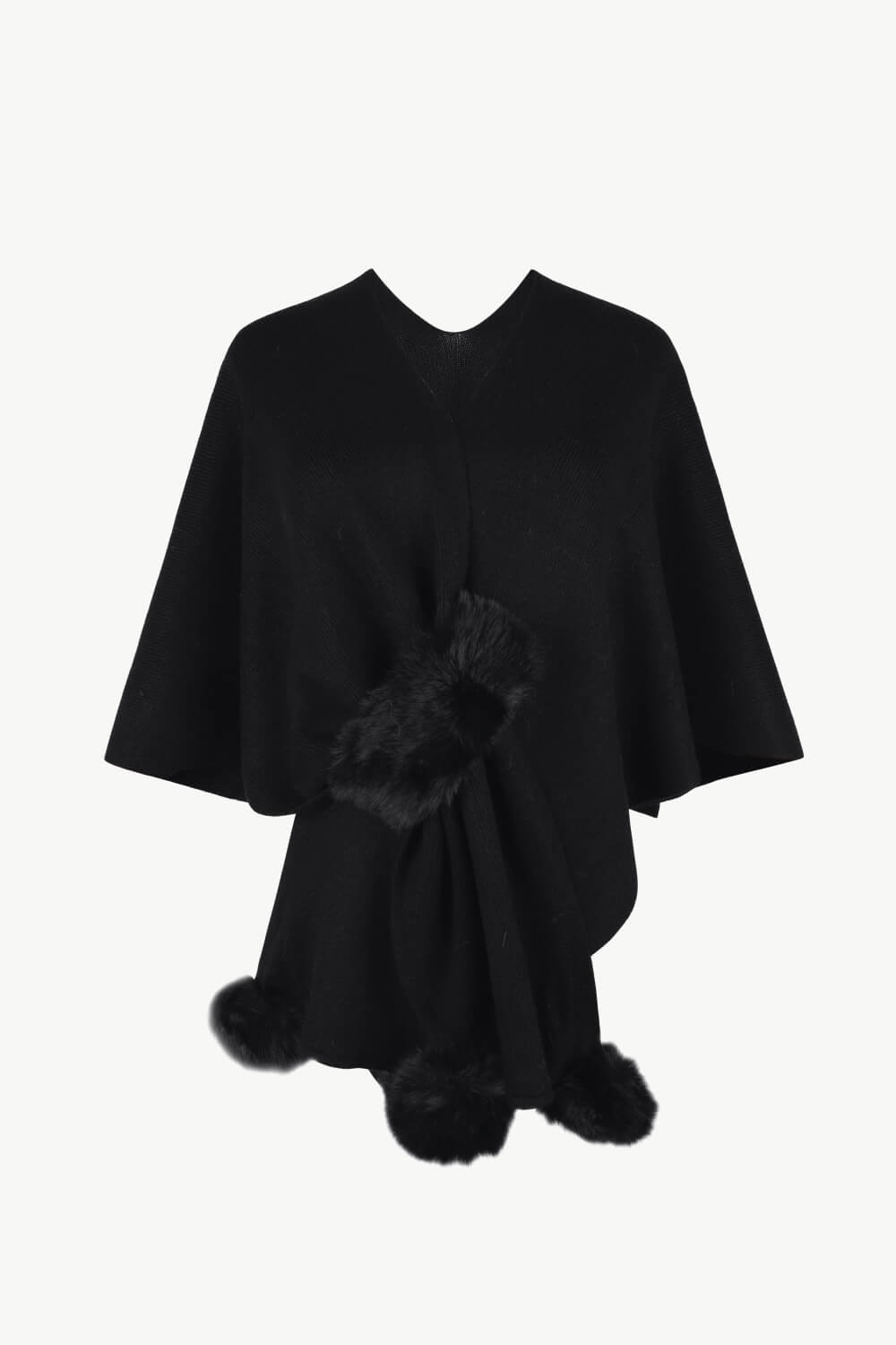 surplice-neck-pom-pom-trim-poncho-921700